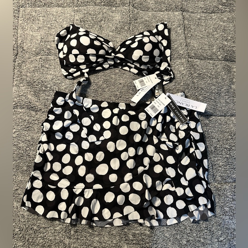 LaBlanca Bikini, Black Polka Dot, Plus Size 16W, NWT